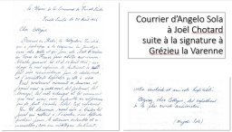 Courrier d'Angelo Sola à Joel Chotard 